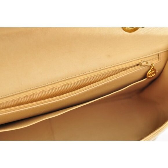 Authentic CHANEL 24K Classic Jumbo Flap Bag Maxi XL Gold Lambskin Chain Shoulder - Picture 9 of 11